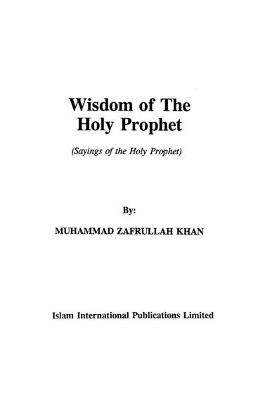 Wisdom of The Holy Prophet