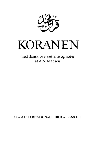 Holy Quran Danish (translation by Abdus-Salam Madsen)