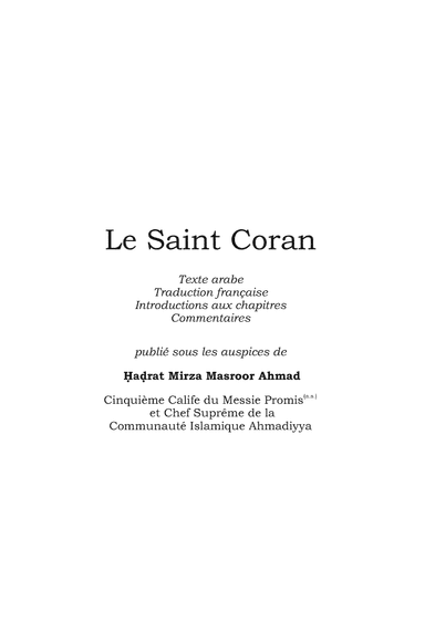 The Holy Quran - French